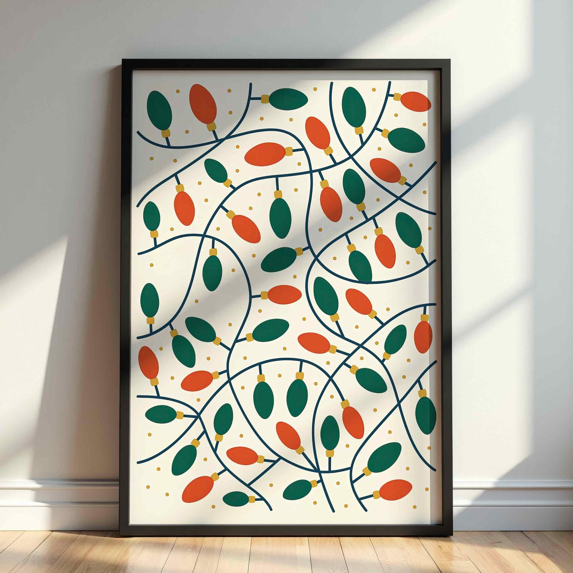 Christmas String Lights Bulbs Pattern Festive Holiday Art Poster