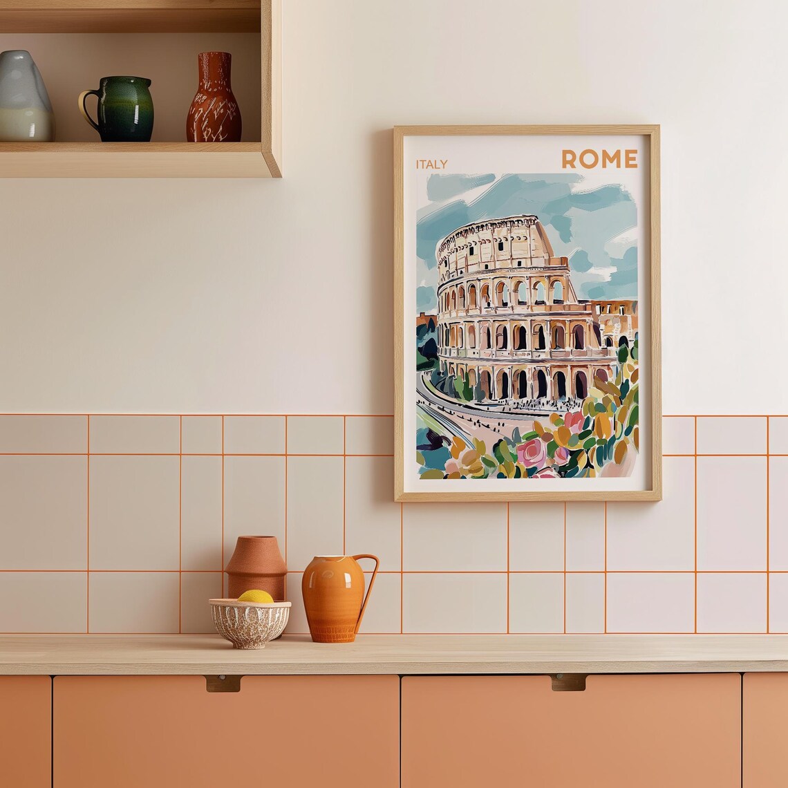 Rome Colosseum Watercolor Painting, Italy Travel Poster - Image 2