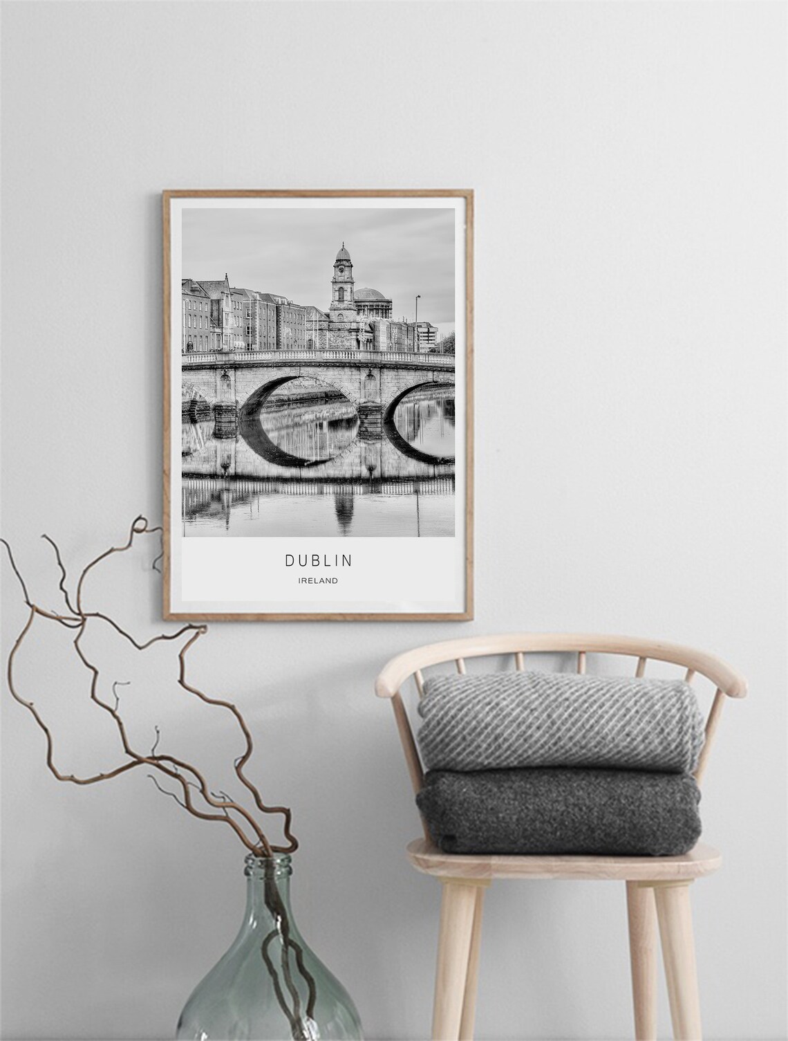 Dublin Ireland OConnell Bridge Black White Photography City Art Poster - Image 2