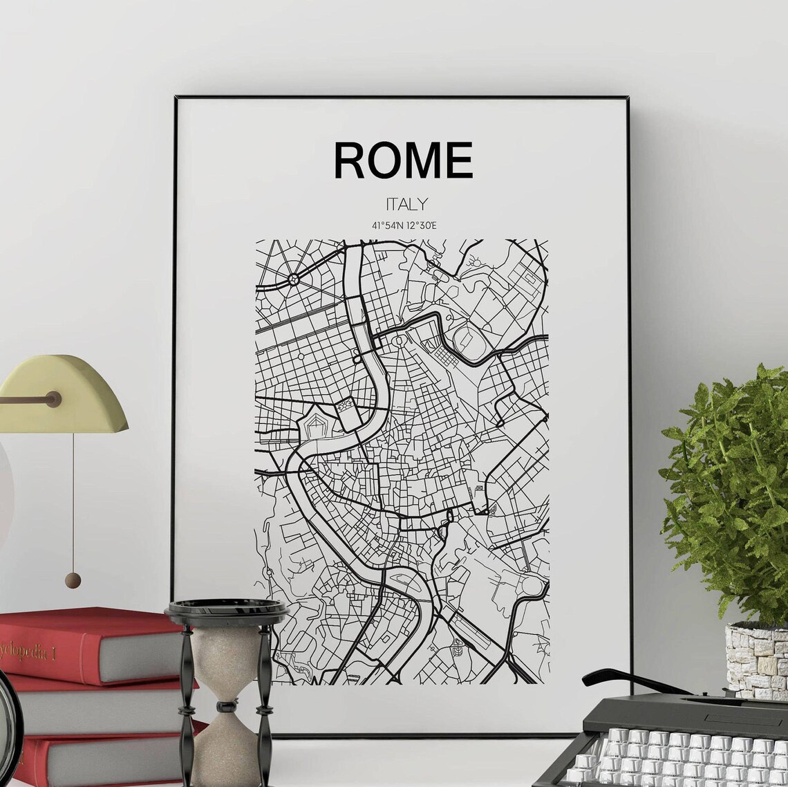 Rome Italy Historic Center Tiber River Street Map Minimalist Poster - Image 3
