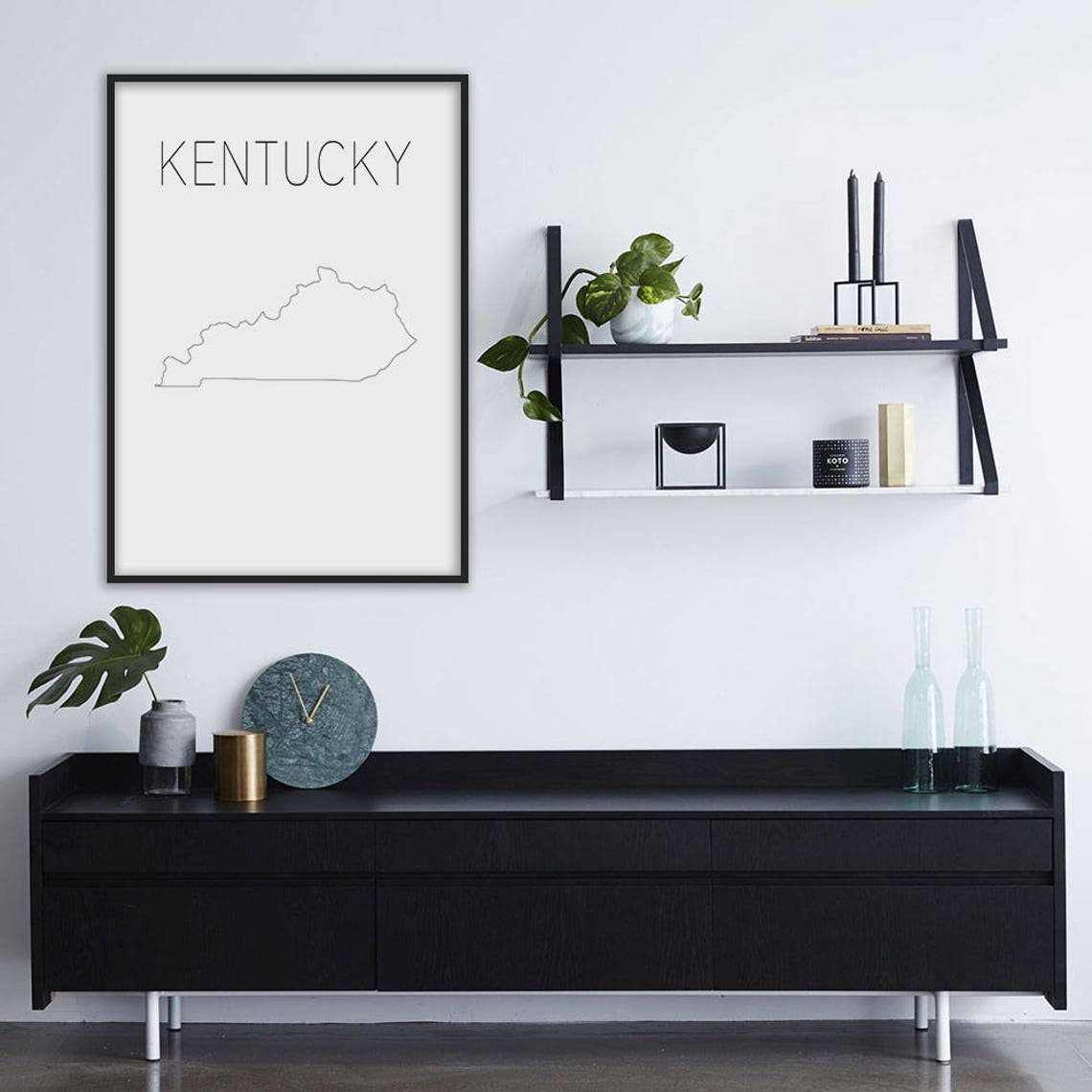 Kentucky Outline Map Minimalist Scandinavian Style Home Wall Art - Image 2