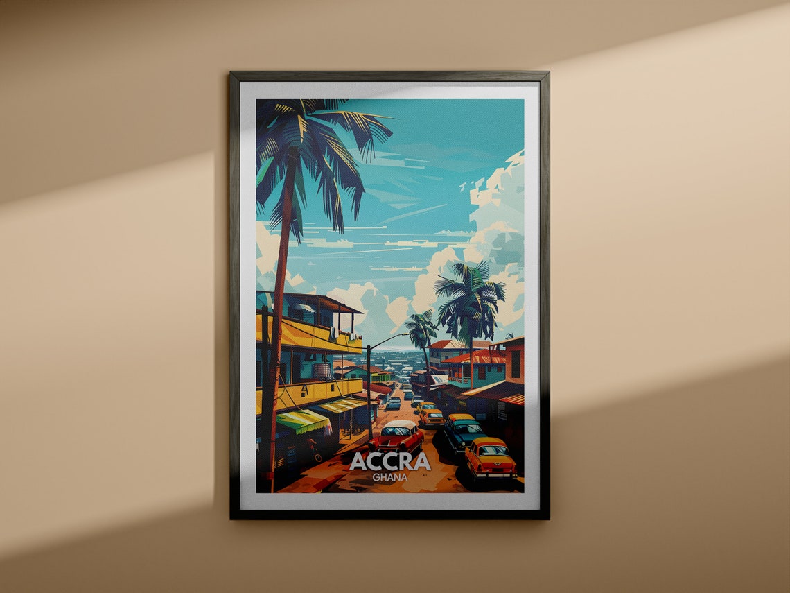 Accra Print Ghana Accra Travel Poster Ghana Travel Poster Ghana Cityscape Wall Art Unique City Art Decor - Image 3