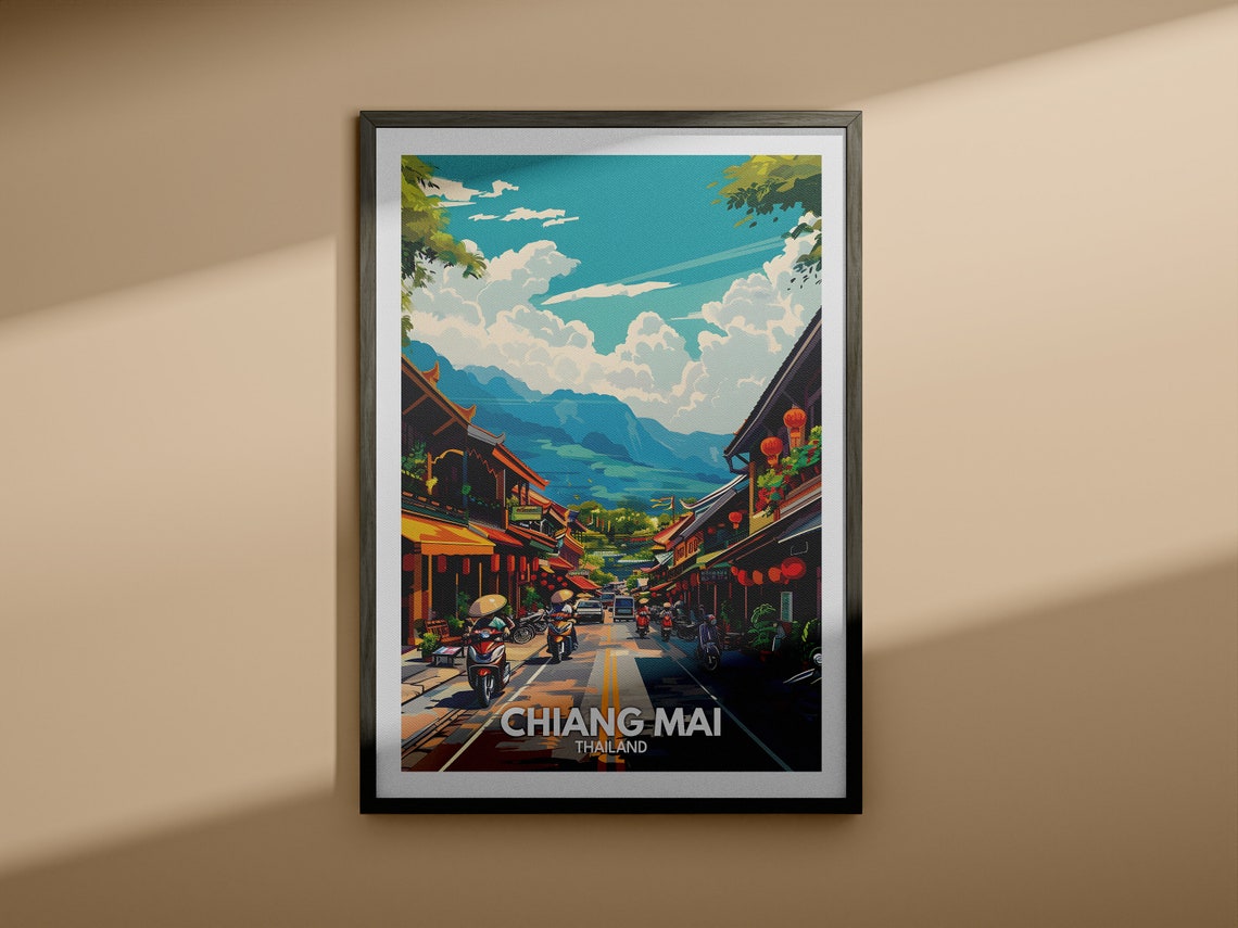 Chiang Mai Travel Print Thailand Chiang Mai Travel Poster Thailand Travel Poster Thailand Cityscape Wall Art Unique City Decor - Image 3