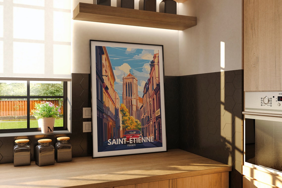 Saint Tienne Travel Print France Saint Tienne Travel Poster France Travel Poster France Cityscape Wall Art Unique City Art Decor - Image 2