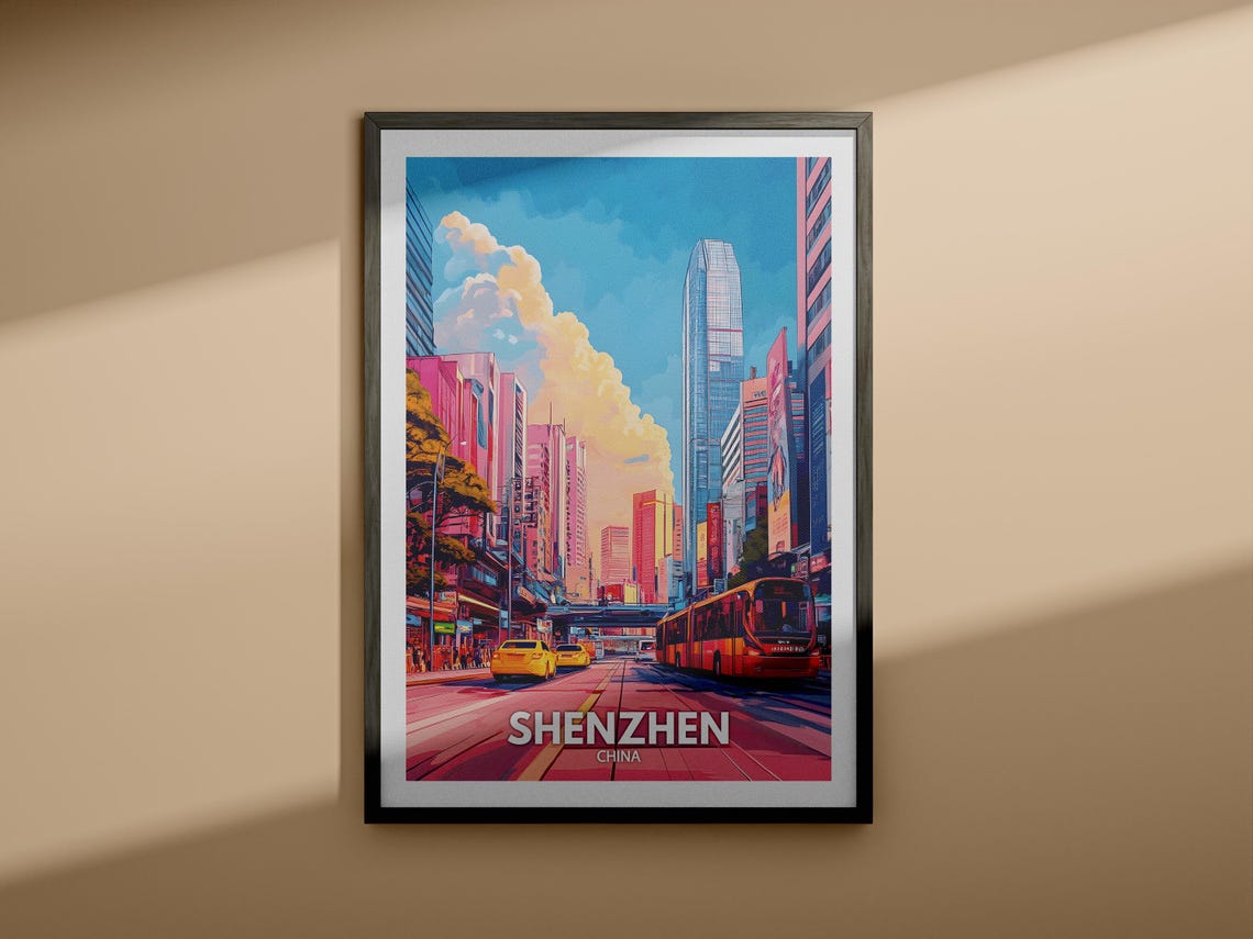 Shenzhen Travel Print China Shenzhen Travel Poster China Travel Poster China Cityscape Wall Art Unique City Art Decor - Image 3