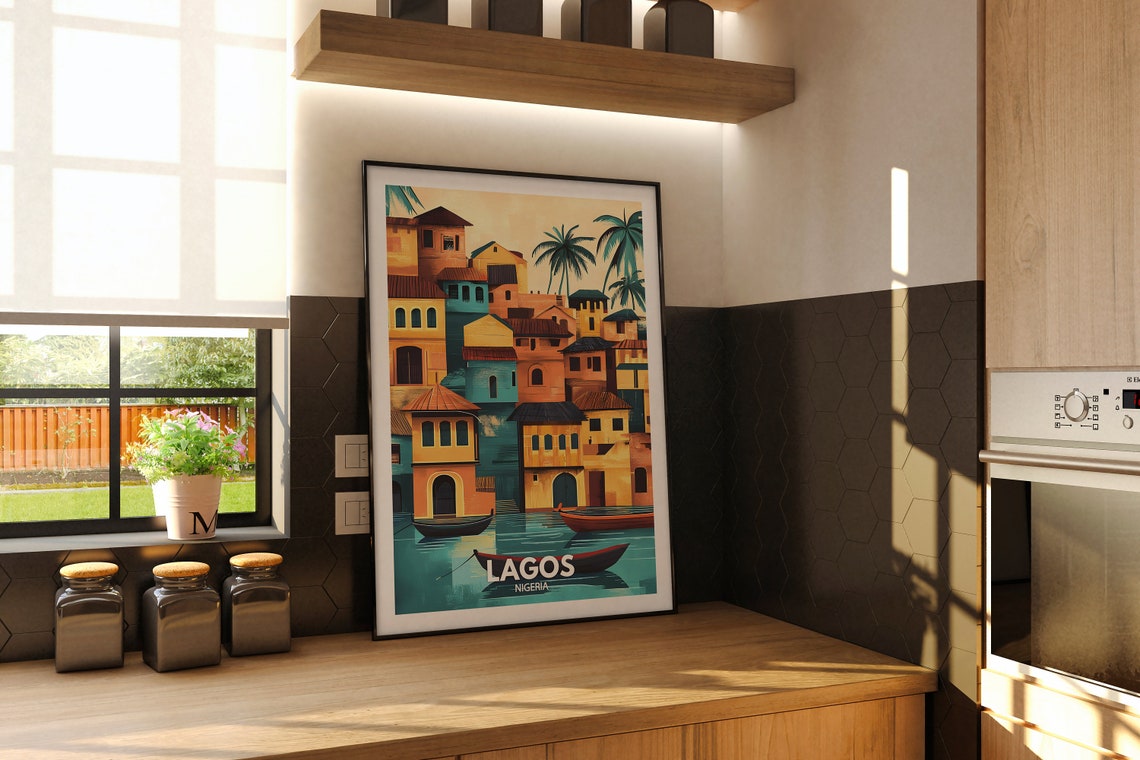 Lagos Travel Print Nigeria Lagos Travel Poster Nigeria Travel Poster Nigeria Cityscape Wall Art Unique City Art Decor - Image 2
