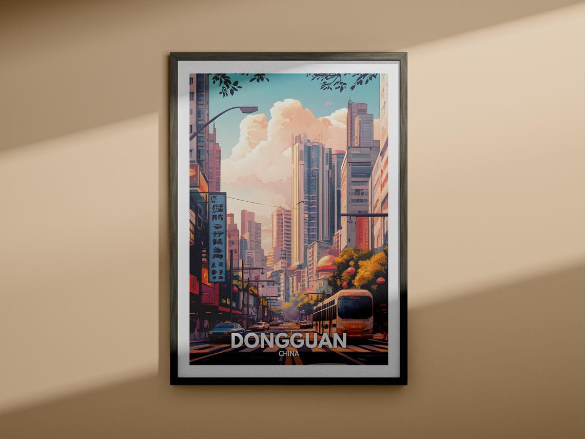 Dongguan Travel Print China Dongguan Travel Poster China Travel Poster China Cityscape Wall Art Unique City Art Decor - Image 3