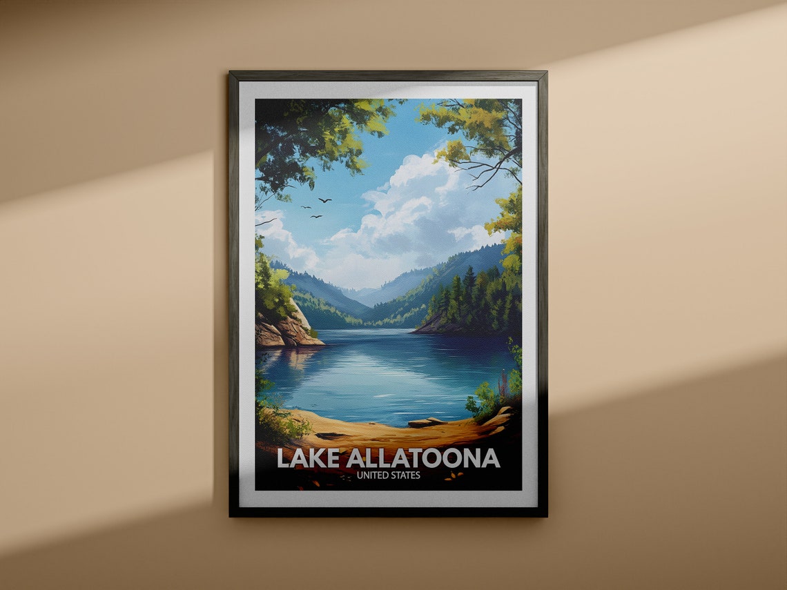 Lake Allatoona Print United States Lake Allatoona Poster United States Travel Poster Lake View Art Decor Holiday Poster - Image 3