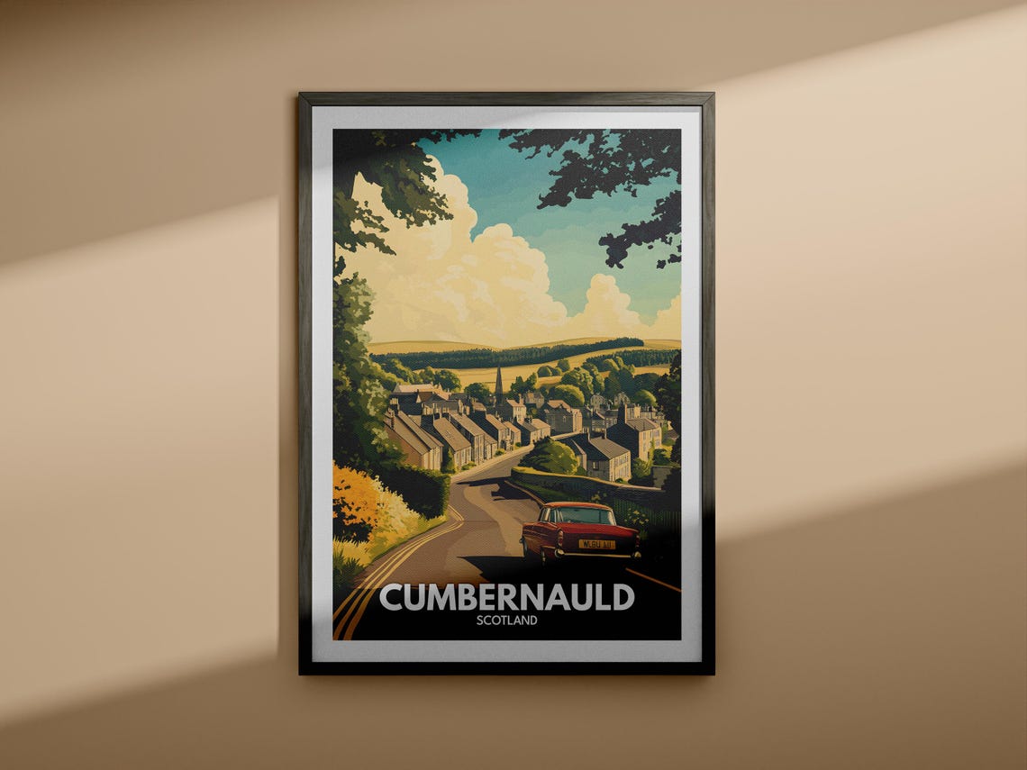Cumbernauld Travel Print Scotland Cumbernauld Travel Poster Scotland Travel Poster United Kingdom Wall Art Scottish Art Decor - Image 3