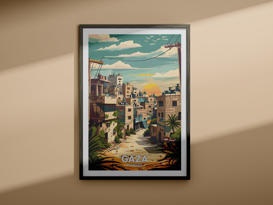 Gaza Print Palestine Gaza Travel Poster Palestine Travel Poster Palestine Cityscape Wall Unique City Decor - Image 3
