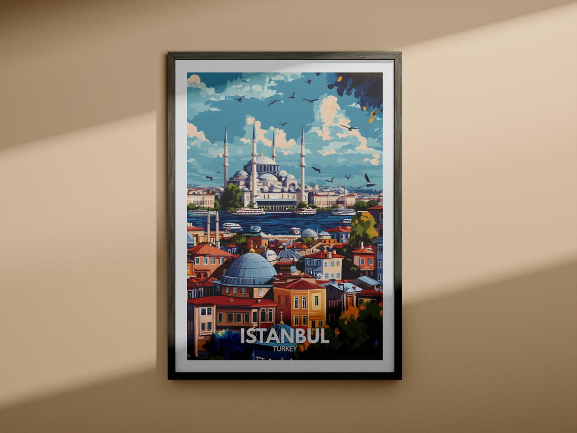 Istanbul Art Print Turkey Istanbul Travel Poster Turkey Travel Poster Turkey Cityscape Wall Art Unique City Art Decor - Image 3