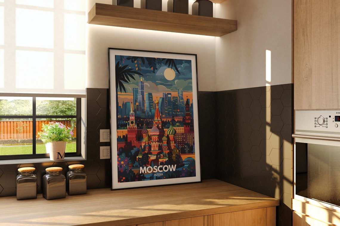 Moscow Travel Print Russia Moscow Travel Poster Russia Travel Poster Russia Cityscape Wall Art Unique City Decor - Image 2