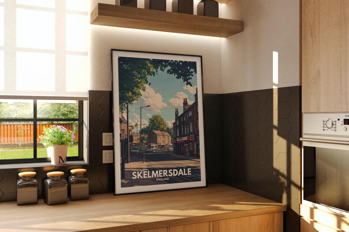 Skelmersdale Travel Print England Skelmersdale Travel Poster England Travel Poster United Kingdom Wall Art British Art Decor - Image 2