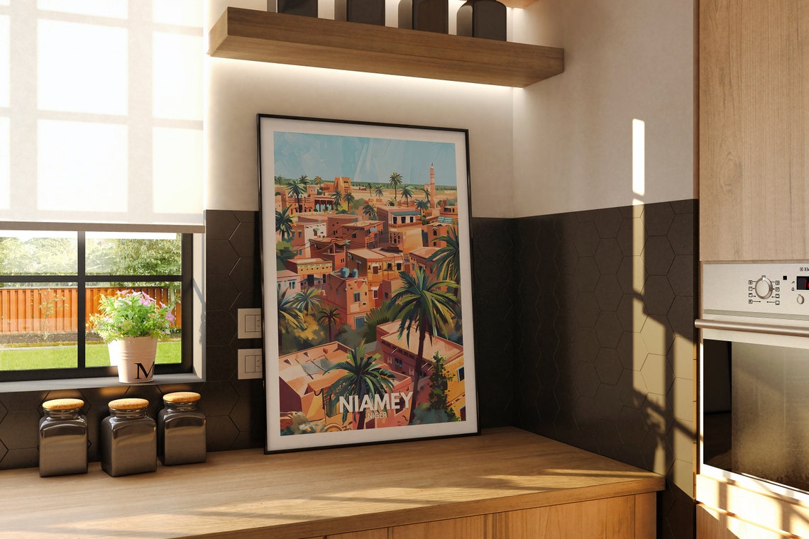 Niamey Print Niger Niamey Travel Art Poster Niger Travel Poster Niger Cityscape Wall Art Unique City Decor - Image 2