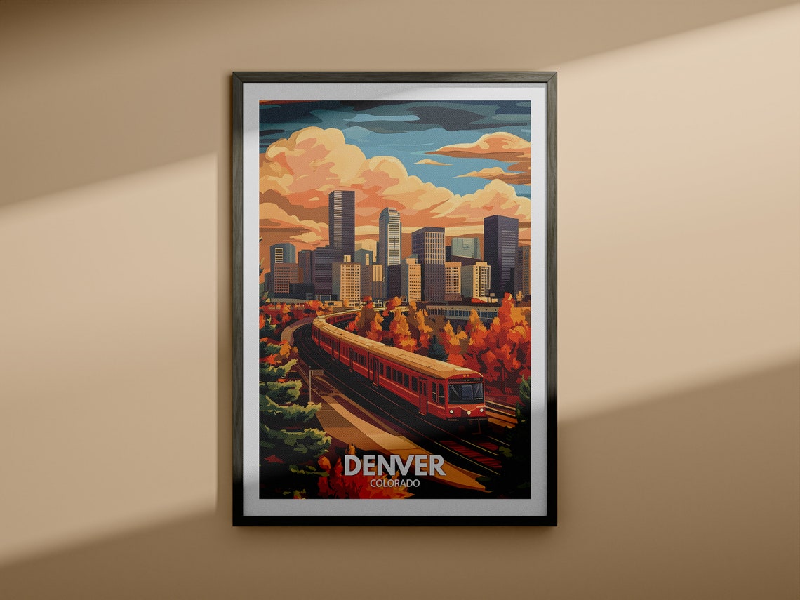 Denver Travel Print Colorado Denver Travel Poster Colorado Travel Poster Colorado Cityscape Wall Art Unique City Decor - Image 3