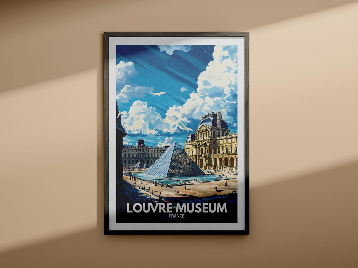 Louvre Museum Print France Louvre Museum Poster France Travel Art Poster France Wall Art Decor - Image 3