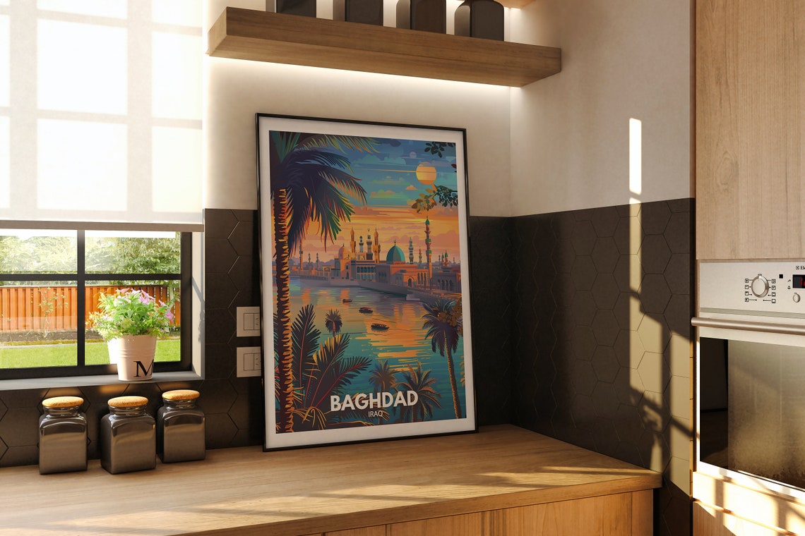 Baghdad Travel Print Iraq Baghdad Travel Poster Iraq Travel Poster Iraq Cityscape Wall Art Unique City Decor - Image 2