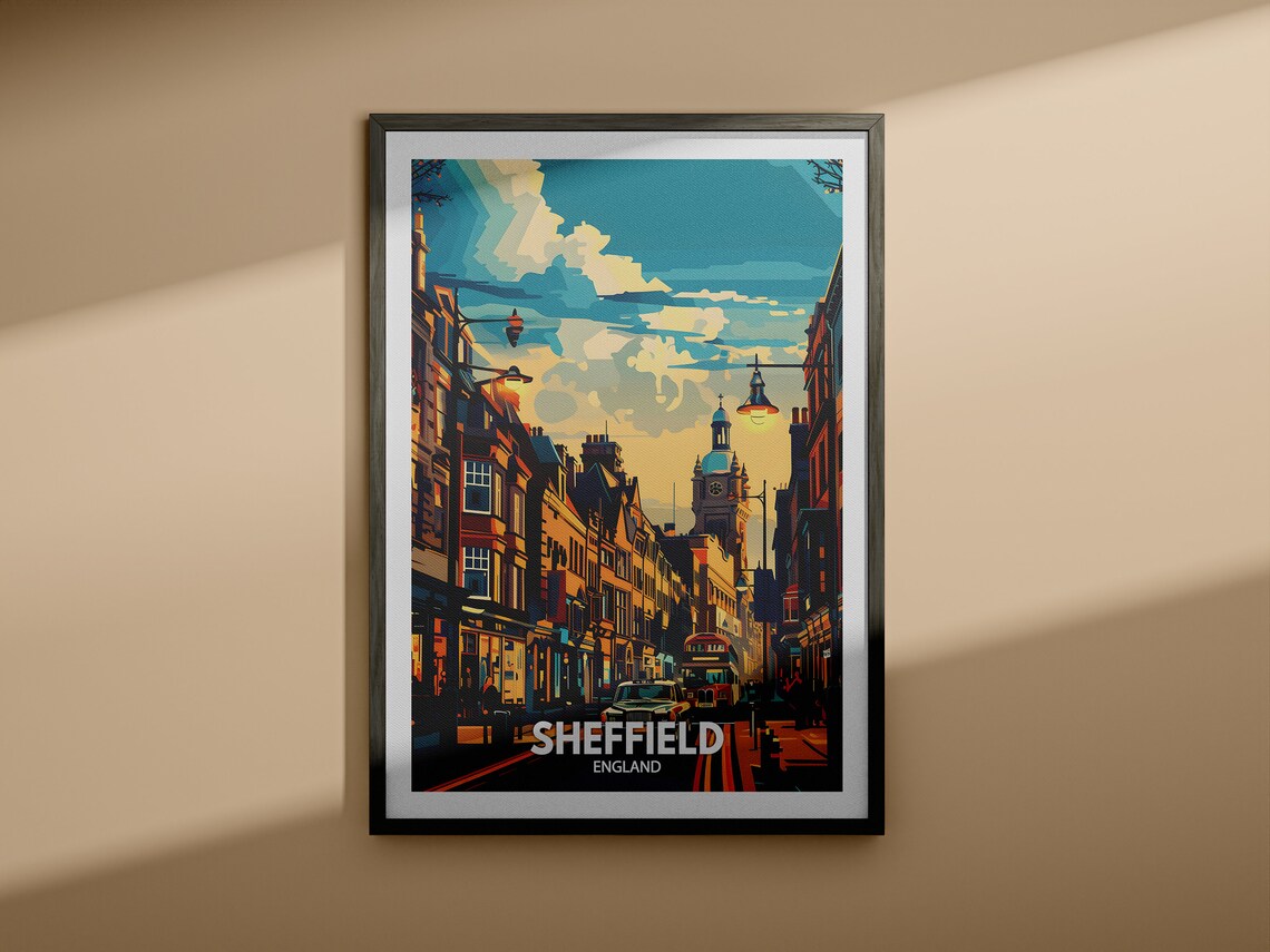 Sheffield Travel Print England Sheffield Art Poster England Travel Poster United Kingdom Wall Art English Art Decor - Image 3