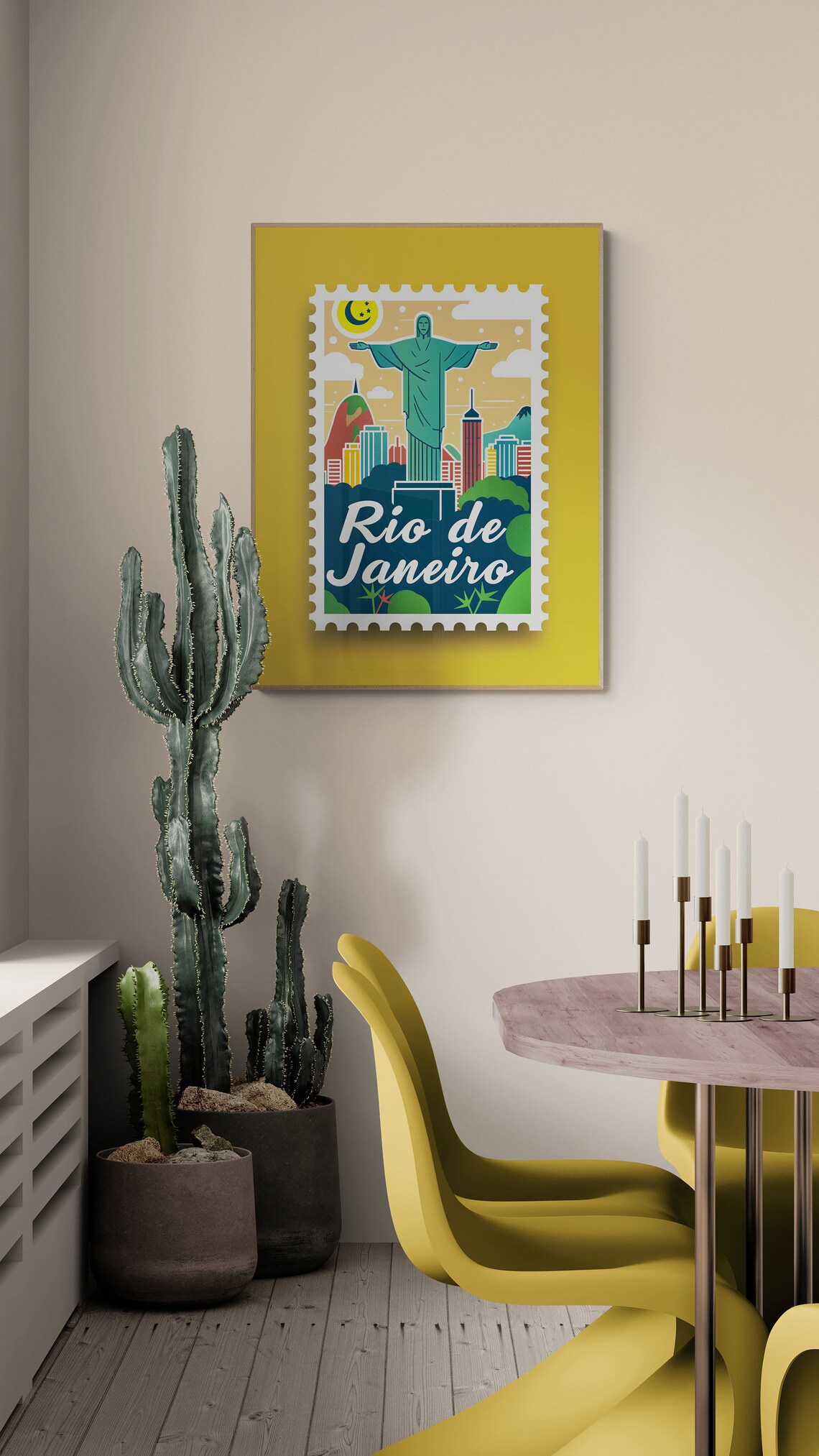 Rio de Janeiro Christ the Redeemer Stamp Style Brazil Travel Poster - Image 4