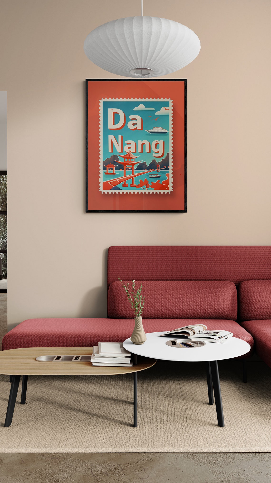 Da Nang Vietnam Pagoda Pier Cruise Vintage Travel Stamp Poster - Image 5