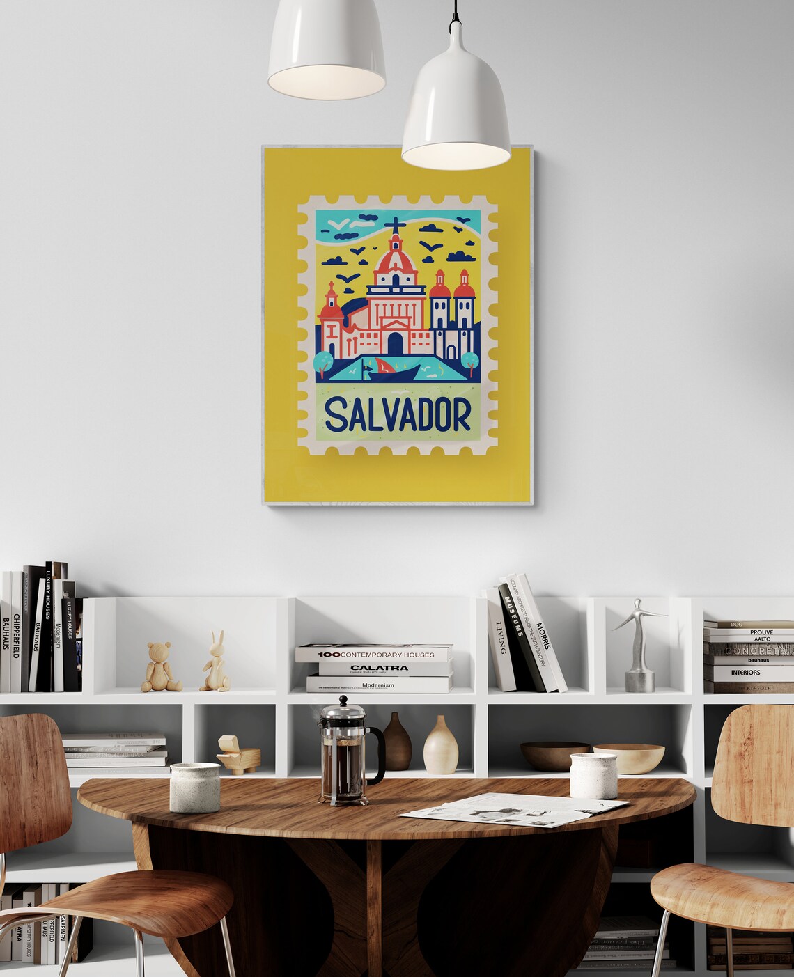 Salvador Brazil Colonial Church Harbor Stamp Travel Art Poster - Image 5