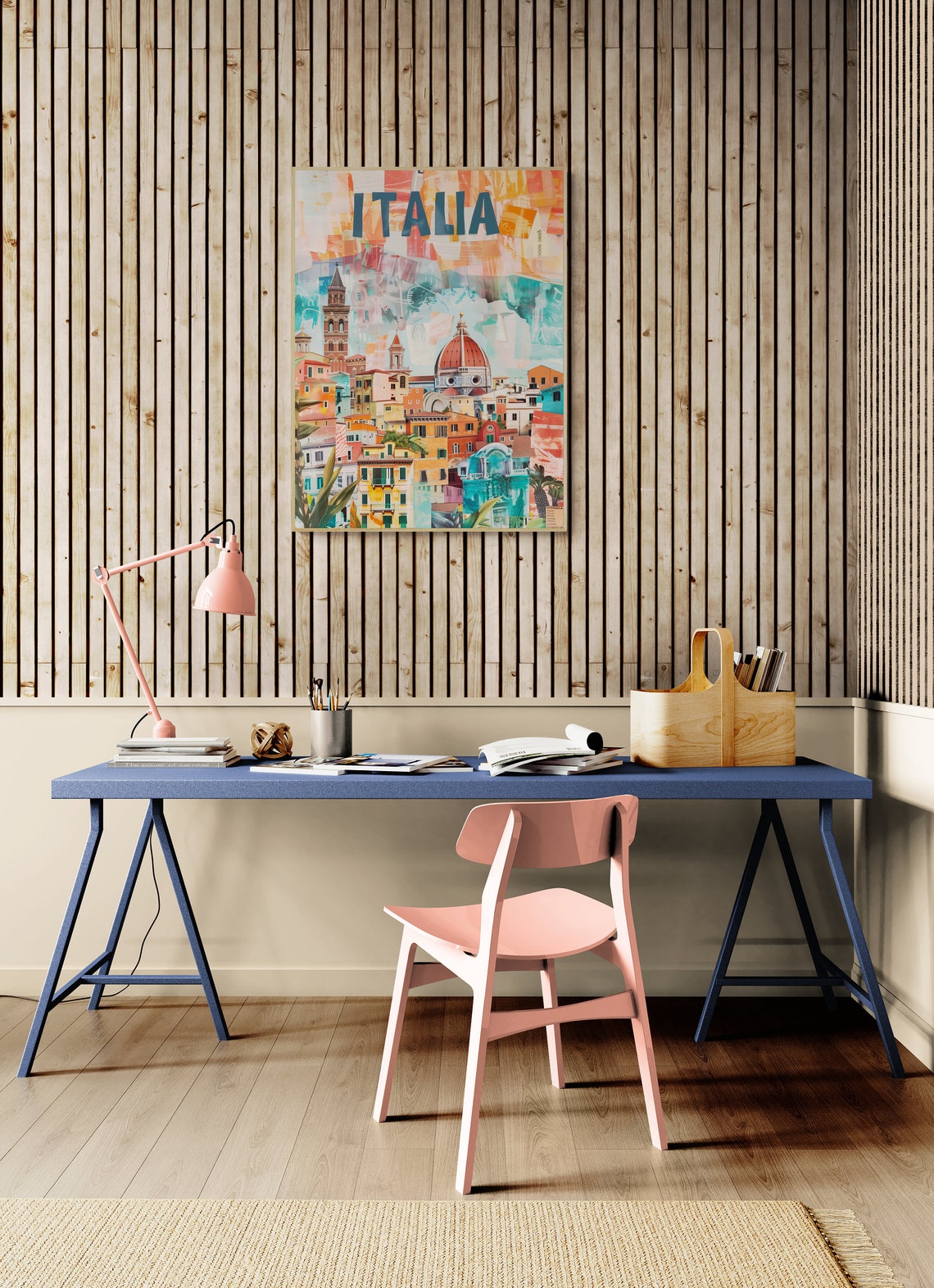 Italia Florence Duomo Dome Hill Town Painterly Collage Travel Poster - Image 3