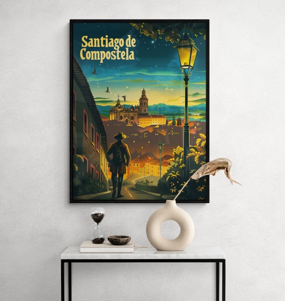 Santiago De Compostela Poster Vibrant Vintage Travel Art Wall Decor For Home Unique Gift For Art Lovers