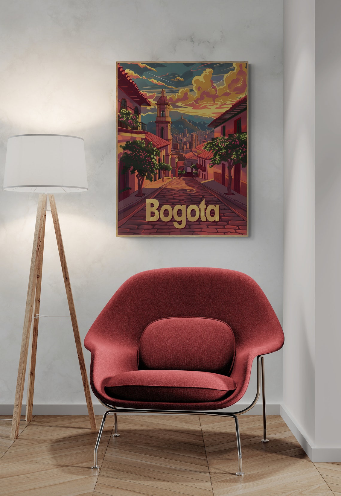 Bogota Colonial Street Church Sunset Monserrate Colombia Travel Poster - Image 4