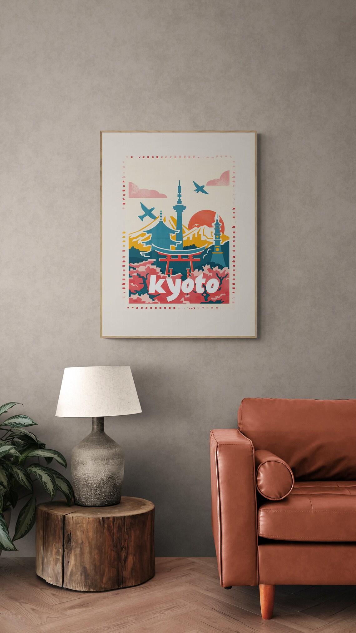 Kyoto Japan Torii Gate Pagoda Cherry Blossom Vintage Travel Poster - Image 5