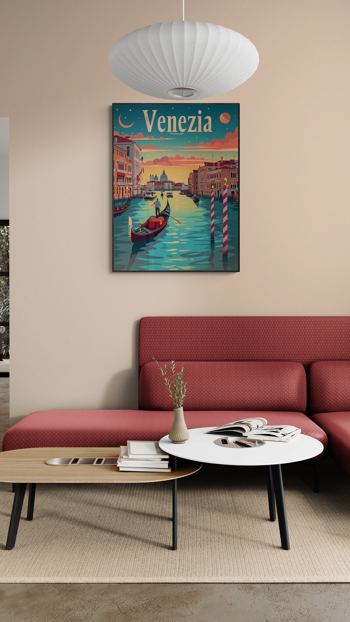 Venezia Gondolier Canal Dusk Lagoon Vintage Italian Romance Poster - Image 3