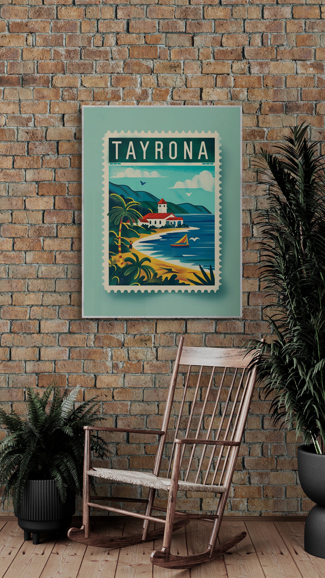 Tayrona Colombia Vintage Postage Stamp Beach Travel Souvenir Poster - Image 3
