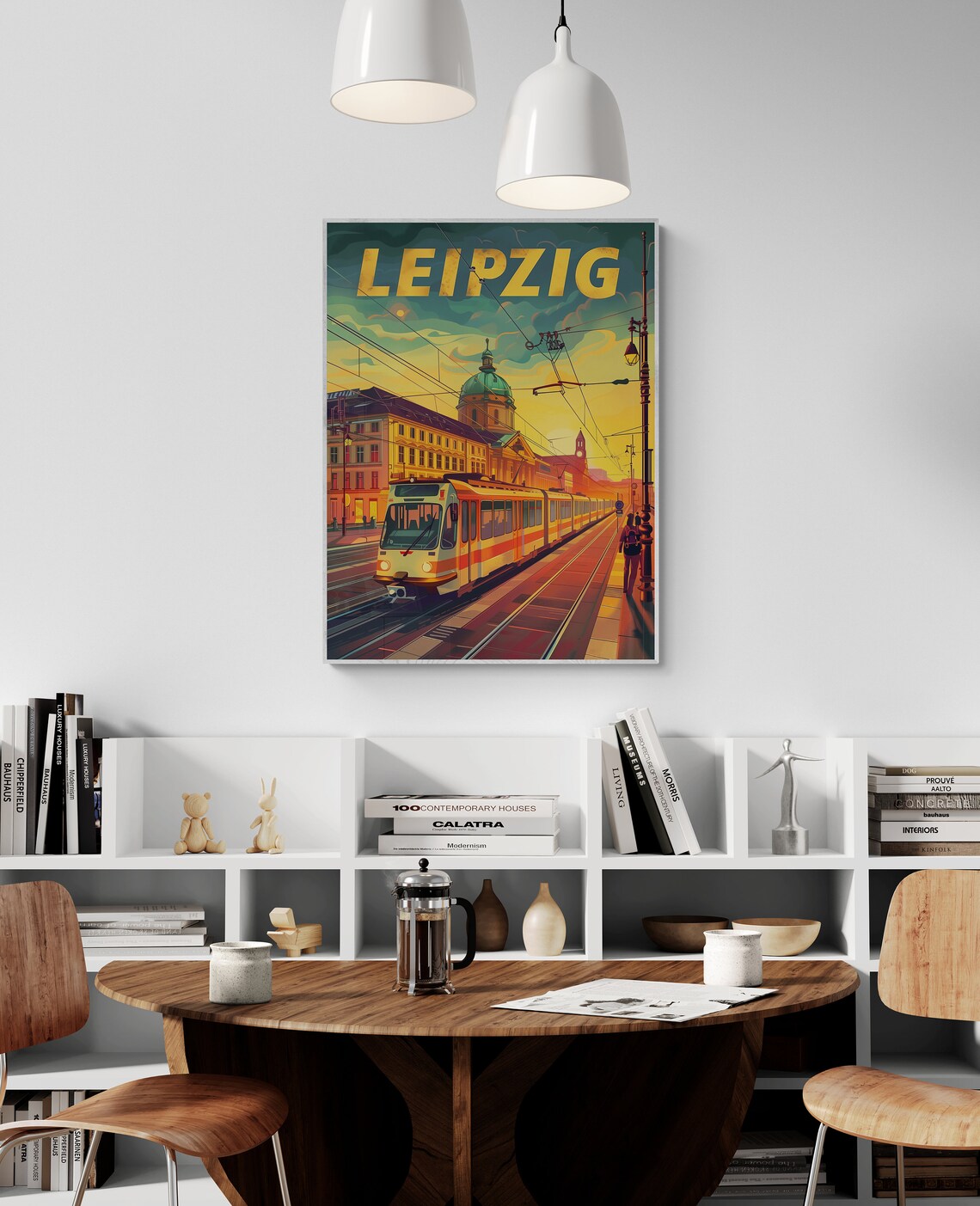 Leipzig Tram Street Historic Church Sunset Retro Travel Poster - Image 5
