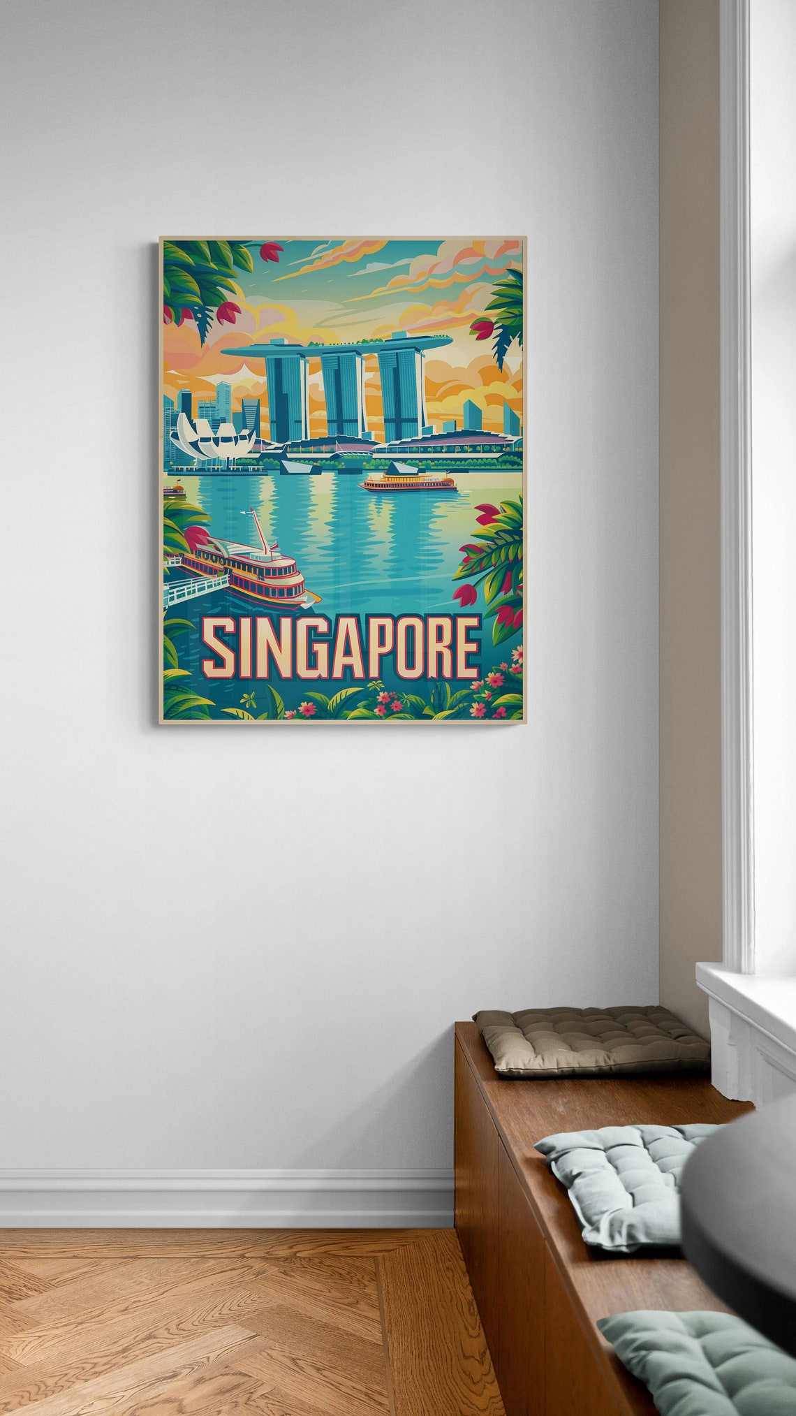Singapore Marina Bay Sunset Skyline Tropical Garden City Poster - Image 3