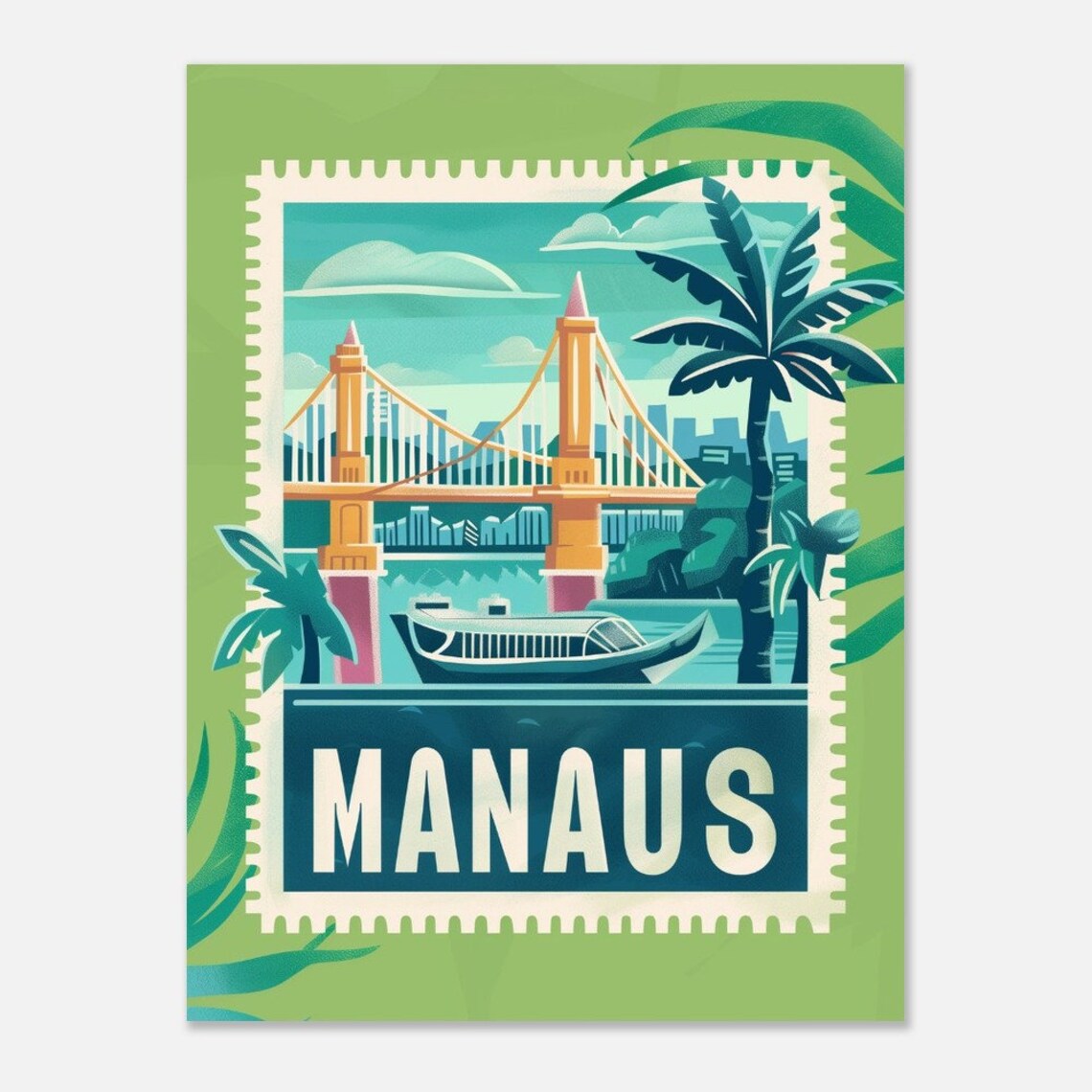 Medellin City Bus Skyline Framed Vintage Travel Stamp Poster - Image 2