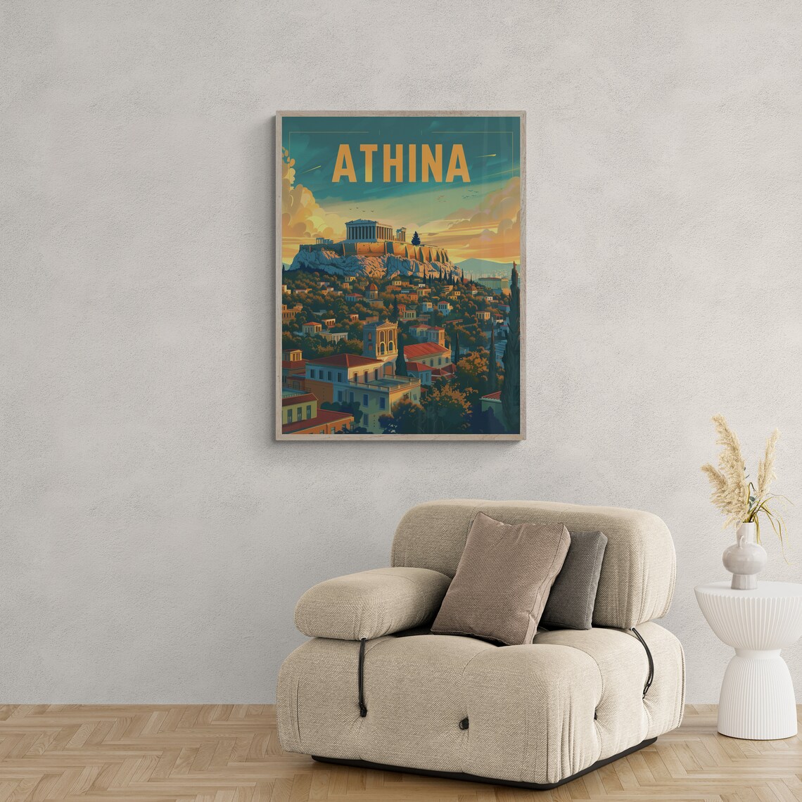Athina Acropolis Parthenon Golden Sunset Greece Travel Poster - Image 2