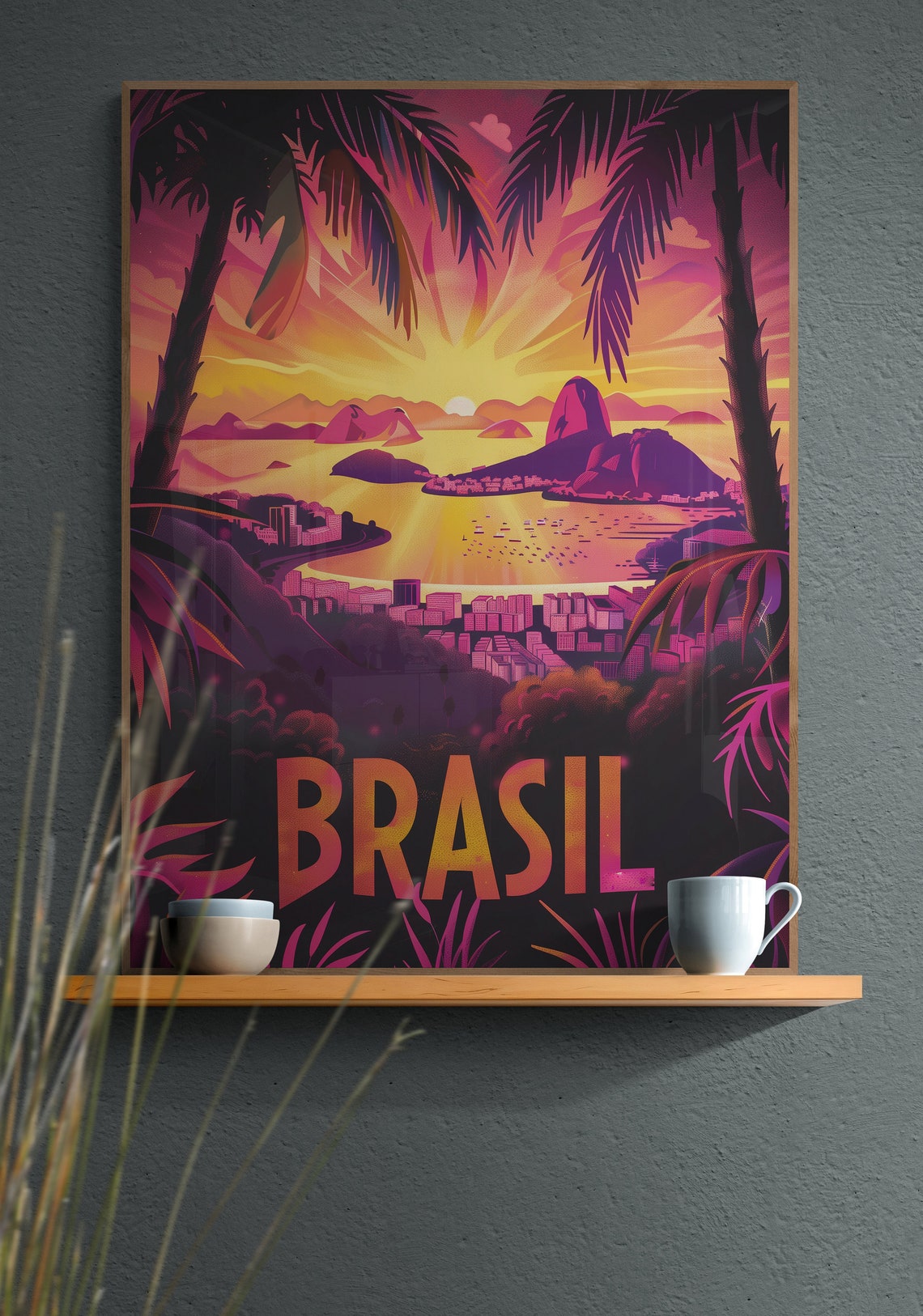 Brasil Rio de Janeiro Sugarloaf Mountain Sunset Travel Poster - Image 2
