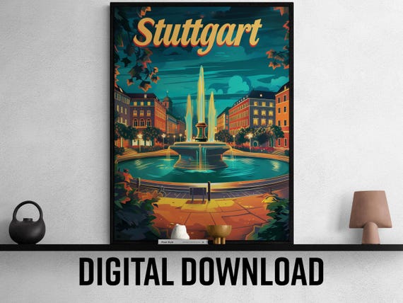 Stuttgart Travel Poster Vintage Inspired Wall Art Home Decor Unique Gift Idea