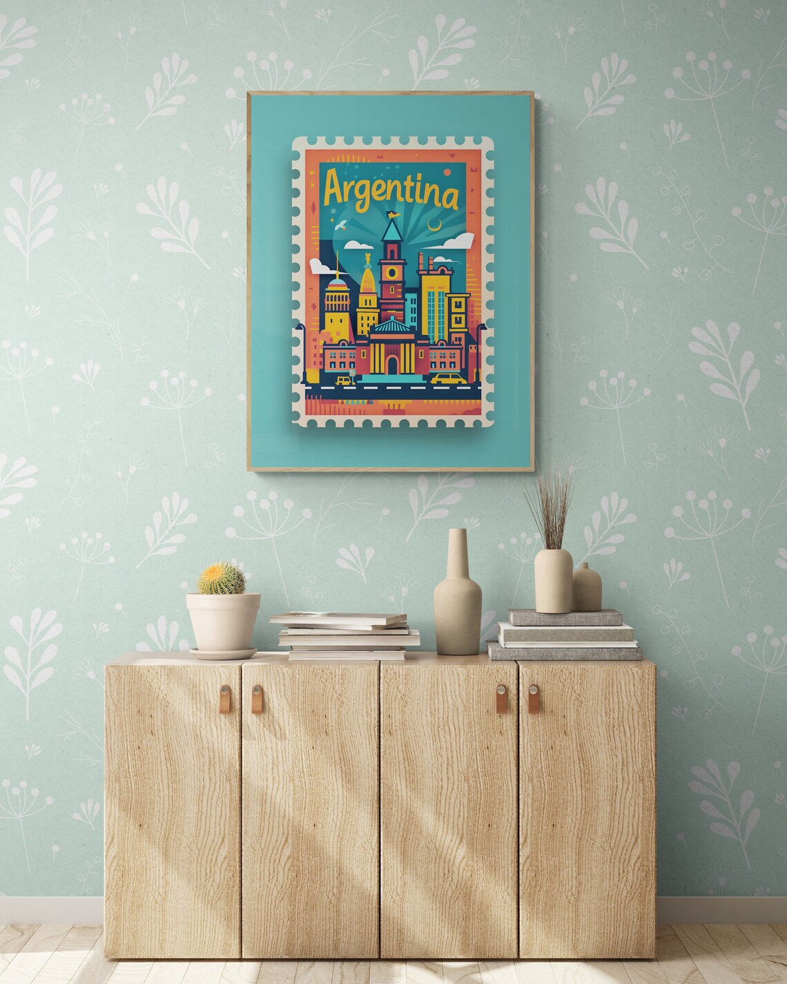 Argentina City Skyline Vintage Postage Stamp Style Travel Poster - Image 4