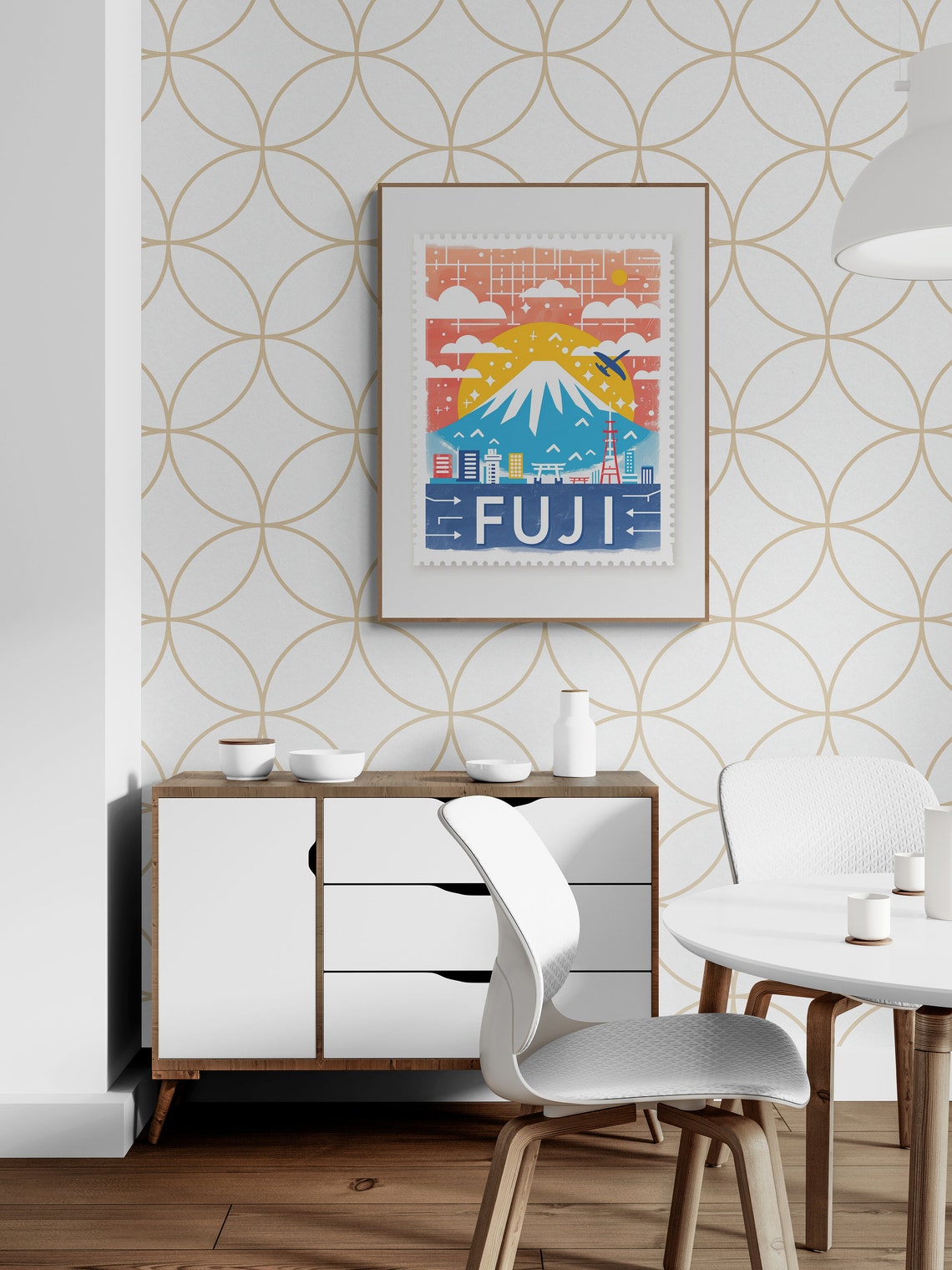 Mount Fuji Japan Sunrise City Vintage Travel Stamp Art Poster - Image 5