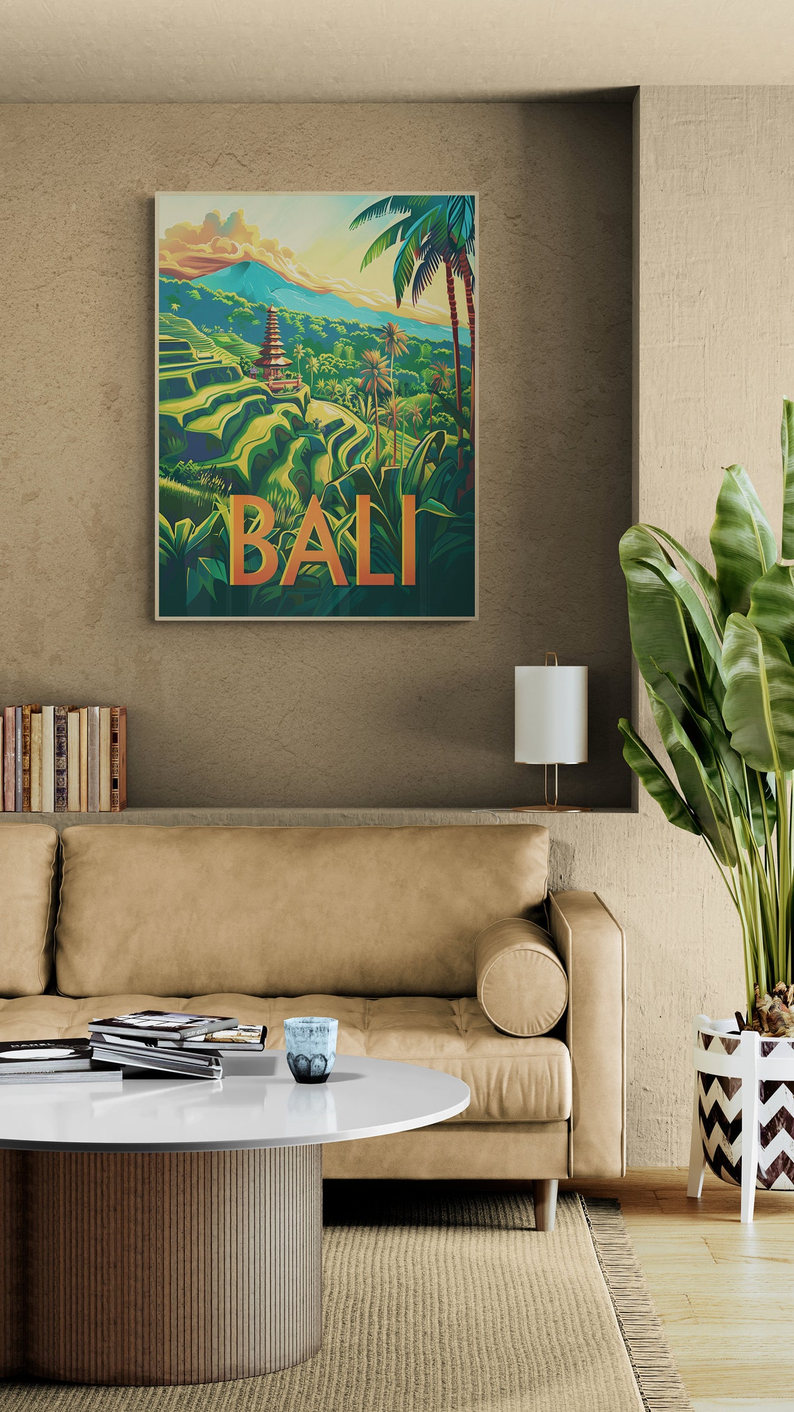 Bali Rice Terraces Temple Volcano Lush Green Indonesia Travel Poster - Image 5