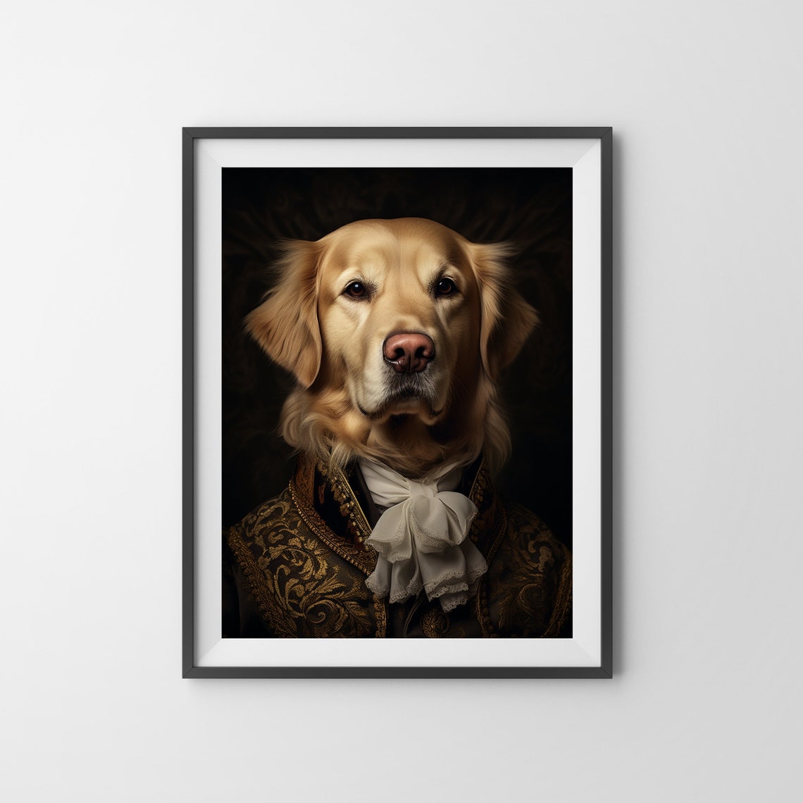 Aristocratic Golden Retriever Funny Dog Wall Art Renaissance Painting Dog Portrait Print Quirky Animal Art Home Printables Ai Art - Image 3