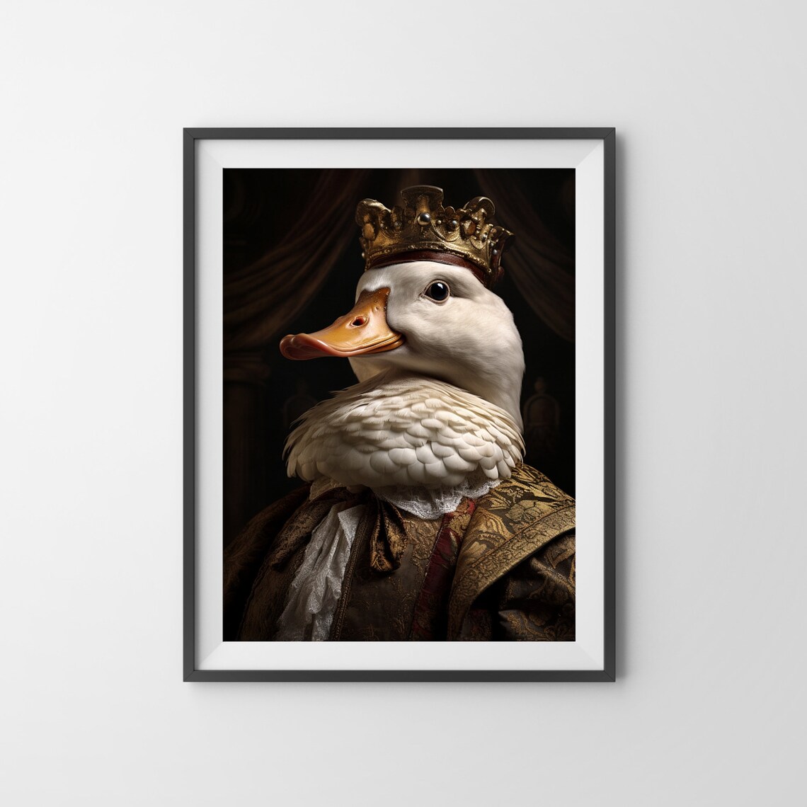 Aristocratic Duck Wearing Gold Crown Royal Victorian Portrait Poster - Image 3