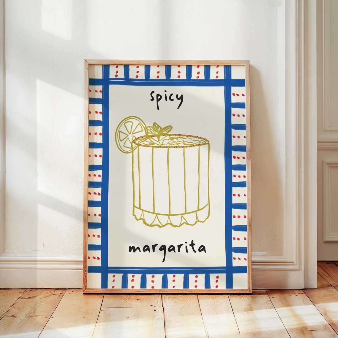 Spicy Margarita Trendy Cocktail Poster, Retro Maximalist