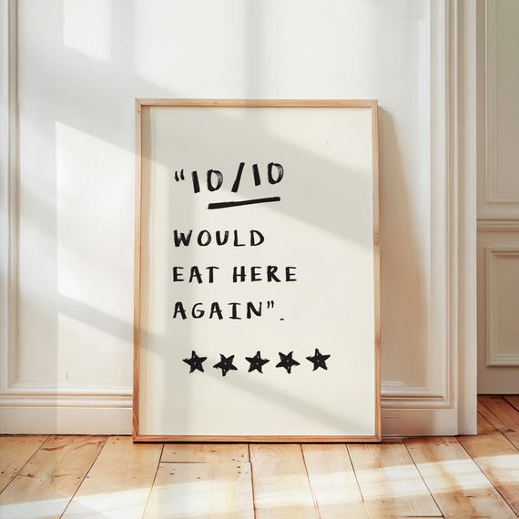 Would Eat Here Again Review Print Kitchen Trendy Typography Wall Art Funny Gift Fun Cooking Quote Home Decor