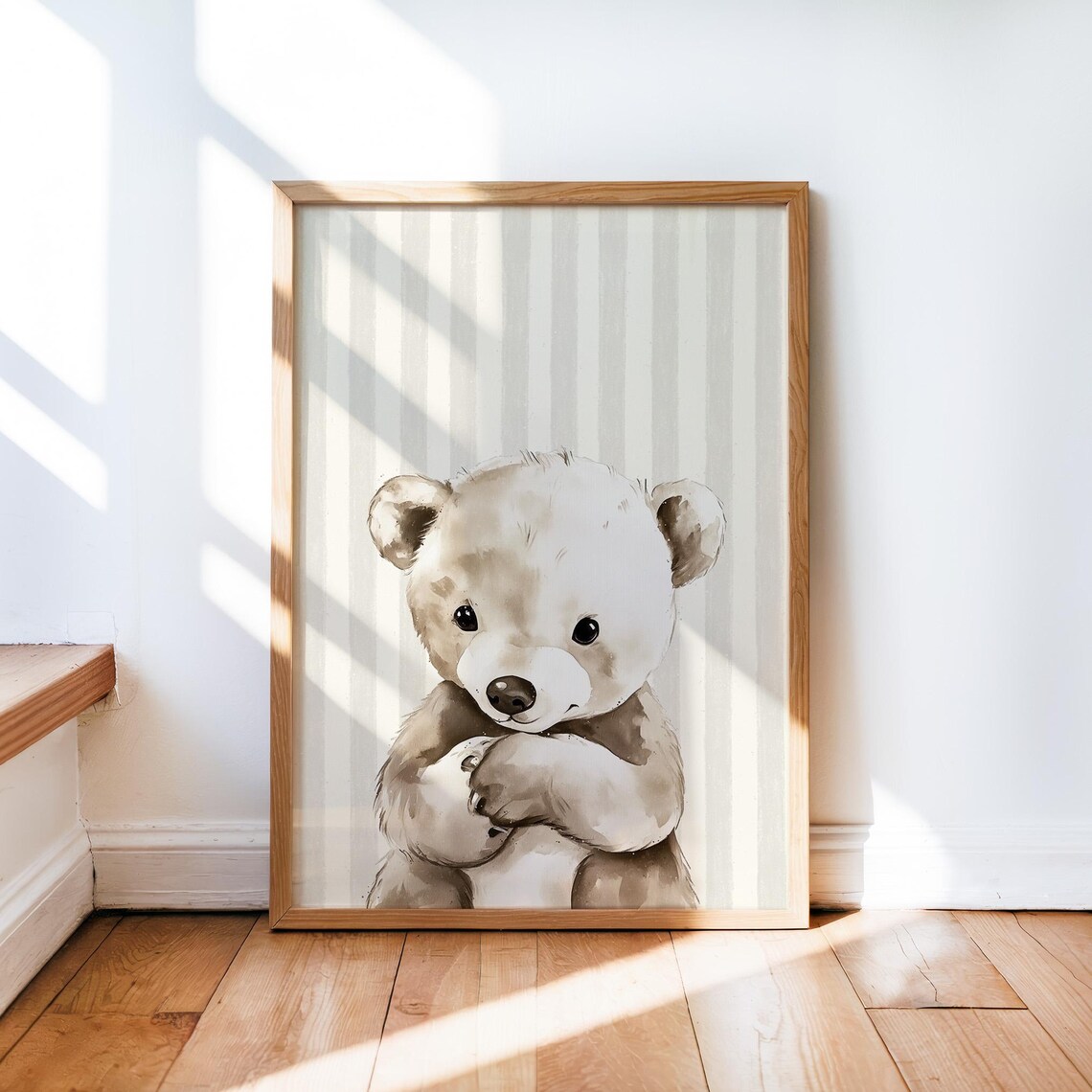 Boho Bear Nursery Decor, Baby Room Wall Art Print