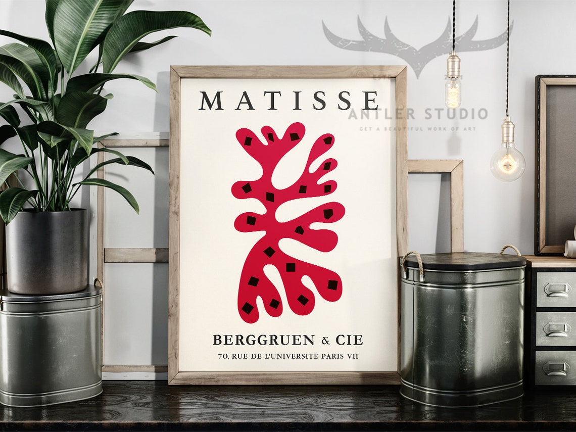 Henri Matisse Red Coral Organic Cut Out Berggruen Paris Gallery Poster - Image 2