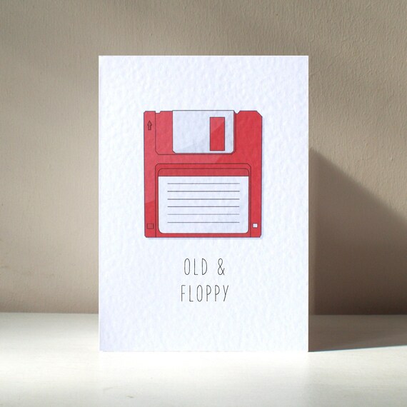Floppy A6 Personalised Old Retro Floppy Disk Save Icon Data It Computer Nerd Cheeky Rude Funny Pun Anniversary Love Birthday Greeting Card
