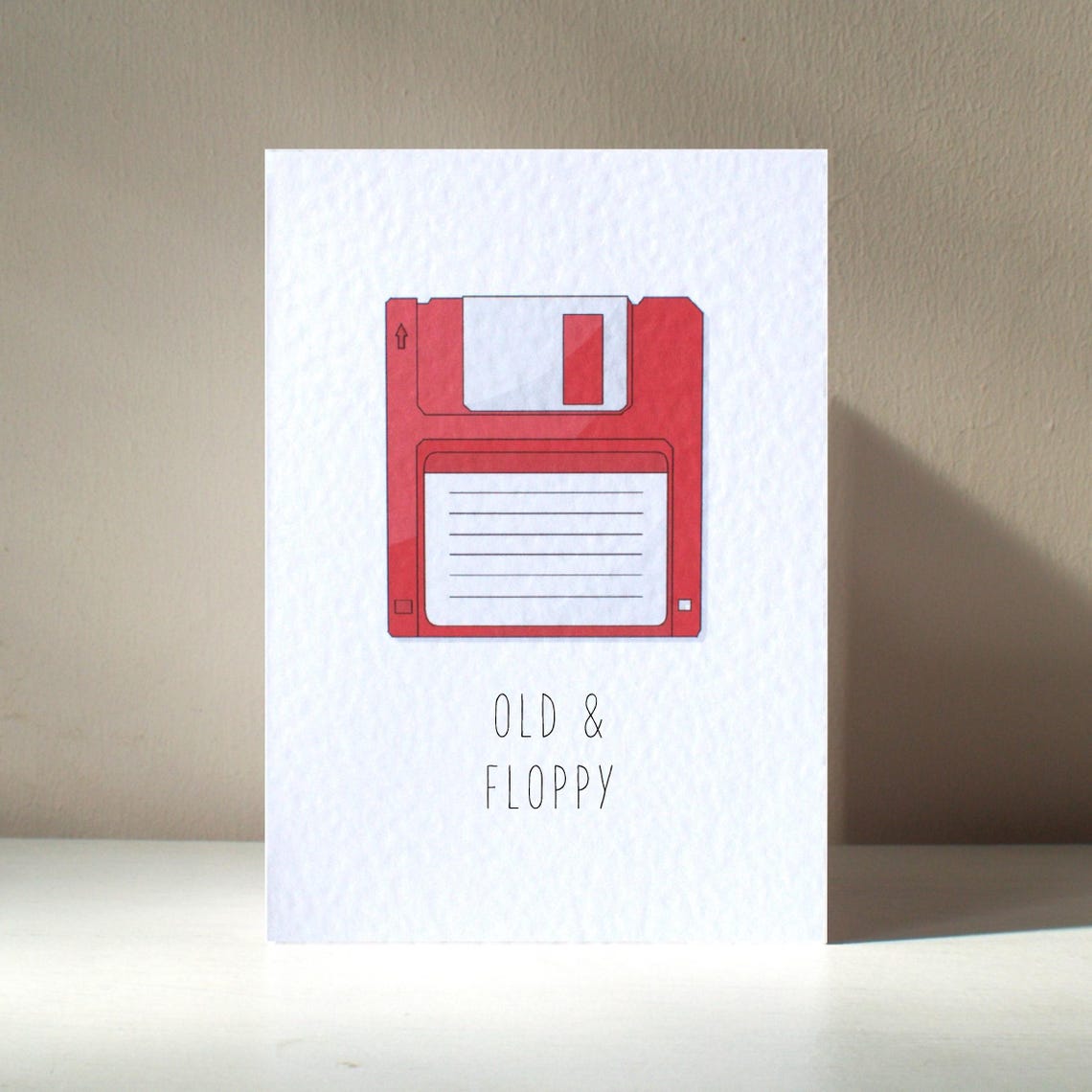 Old And Floppy Retro Red Floppy Disk Geek Birthday Card Poster