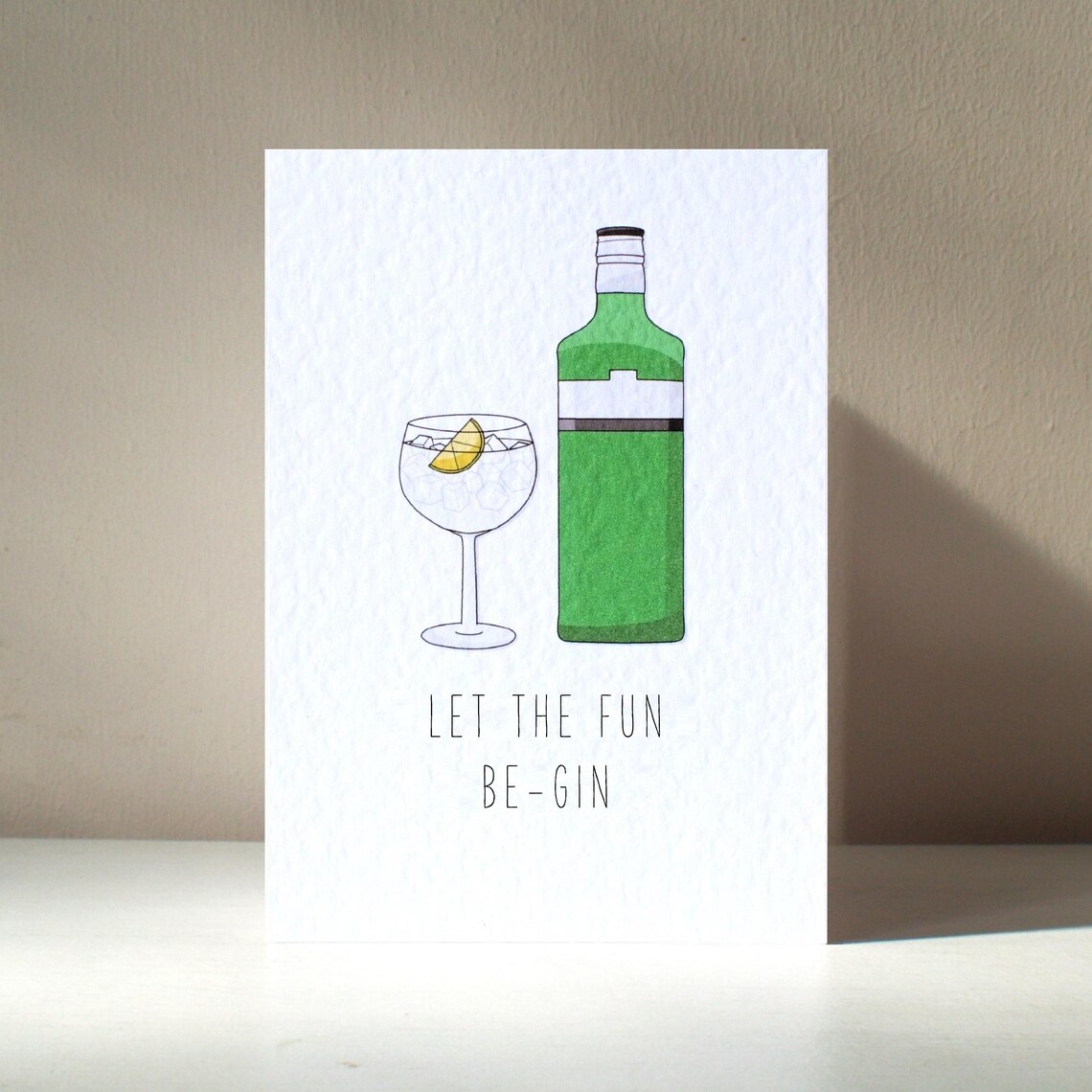 Let The Fun Be-Gin Green Gin Bottle and Glass Pun Birthday Poster