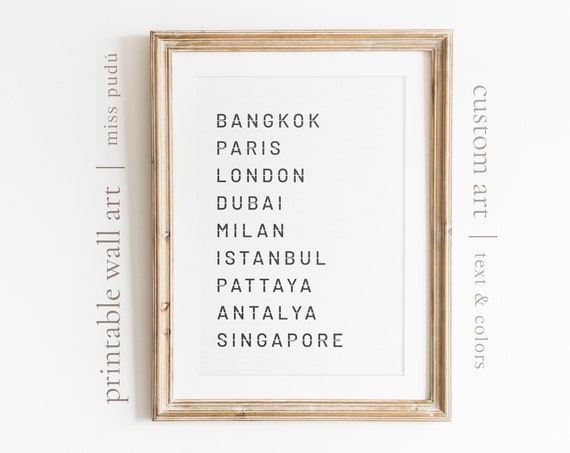 Custom Travel Art Print, Personalize City Destinations